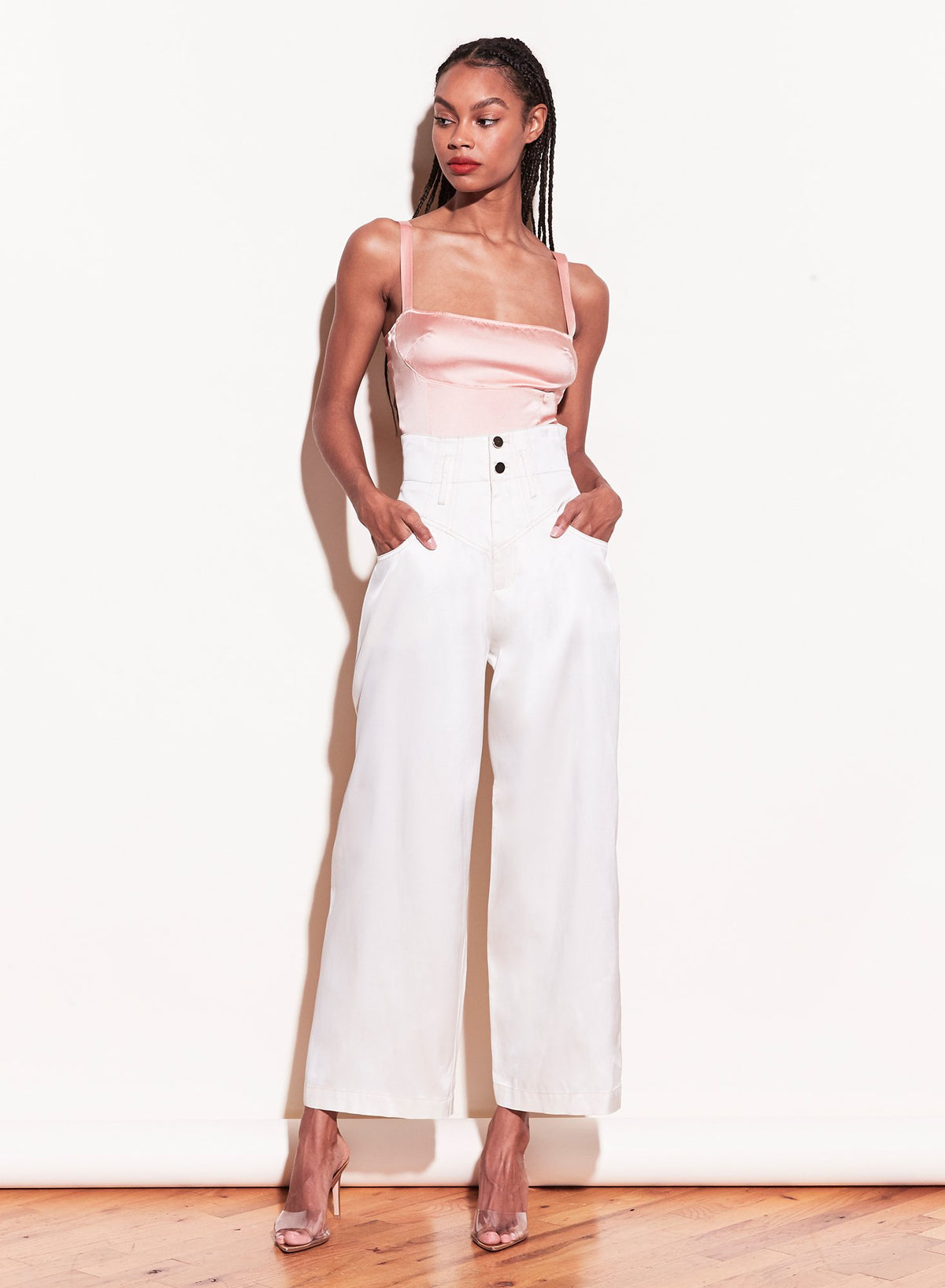 Satin Ponte Paneled Bodysuit