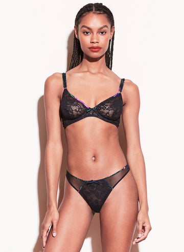 Black tropical print - Lotus Thong | Fleur du Mal - DEMO