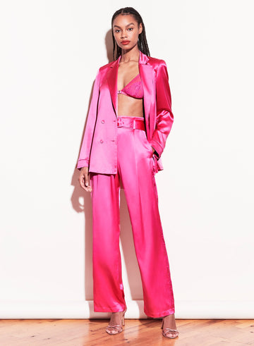 Plum rose - Silk Double Breasted Blazer | Fleur du Mal - DEMO