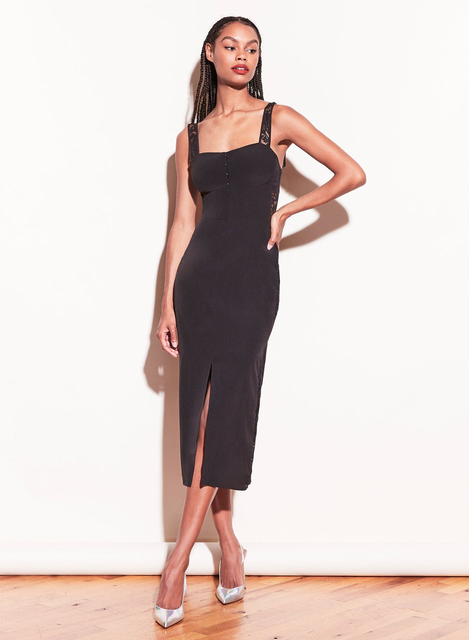 Black - Lace Insert Dress | Fleur du Mal - DEMO