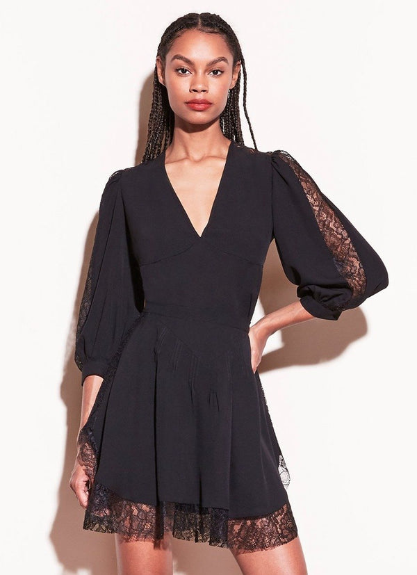 Black - Loulou Lace Insert Blouse | Fleur du Mal - DEMO