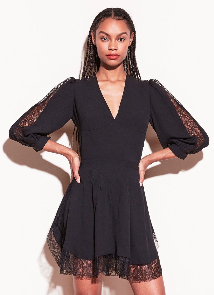 Black - Loulou Lace Border Pintuck Skirt | Fleur du Mal - DEMO
