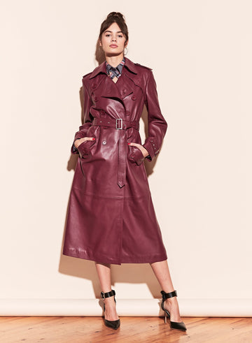 Bordeaux - Leather Trench Coat | Fleur du Mal - DEMO