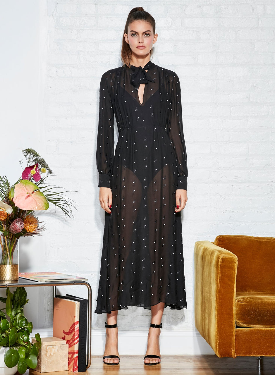 Black - Pussy Bow Dress with Bodysuit | Fleur du Mal - DEMO