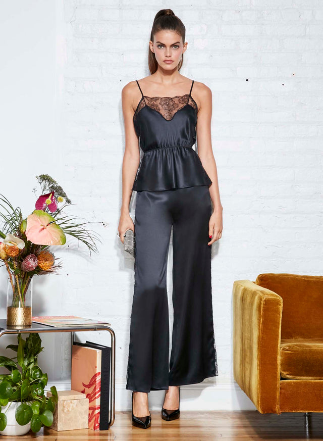 Black - Rose Lace Wide Leg Pant | Fleur du Mal - DEMO