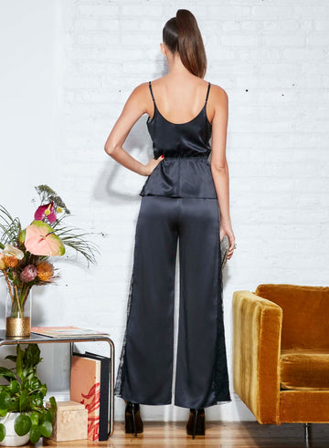 Black - Rose Lace Wide Leg Pant | Fleur du Mal - DEMO