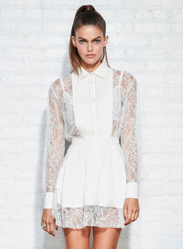 Ivory - Tuxedo Bib Shirt | Fleur du Mal - DEMO