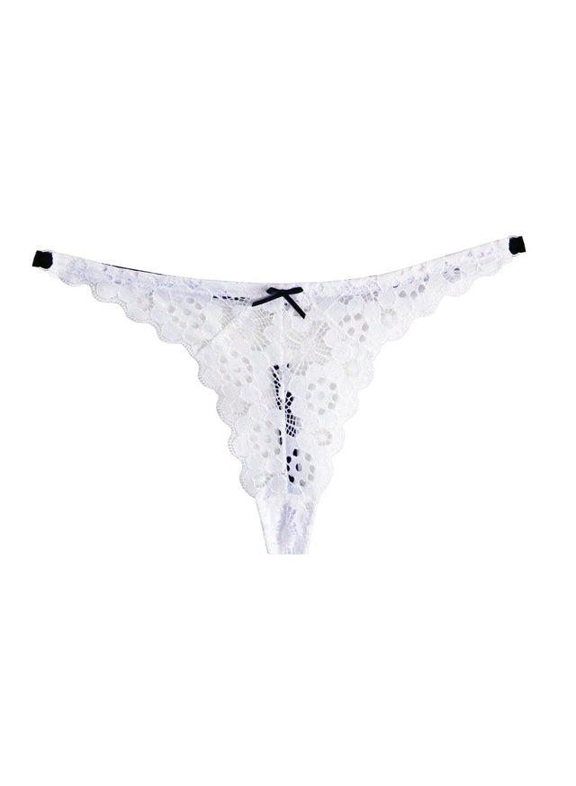White - Crochet Lace Slim Thong | Fleur du Mal - DEMO