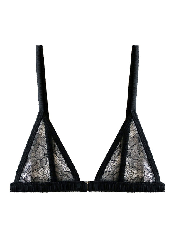 Black - Rose Lace Triangle Bra | Fleur du Mal - DEMO