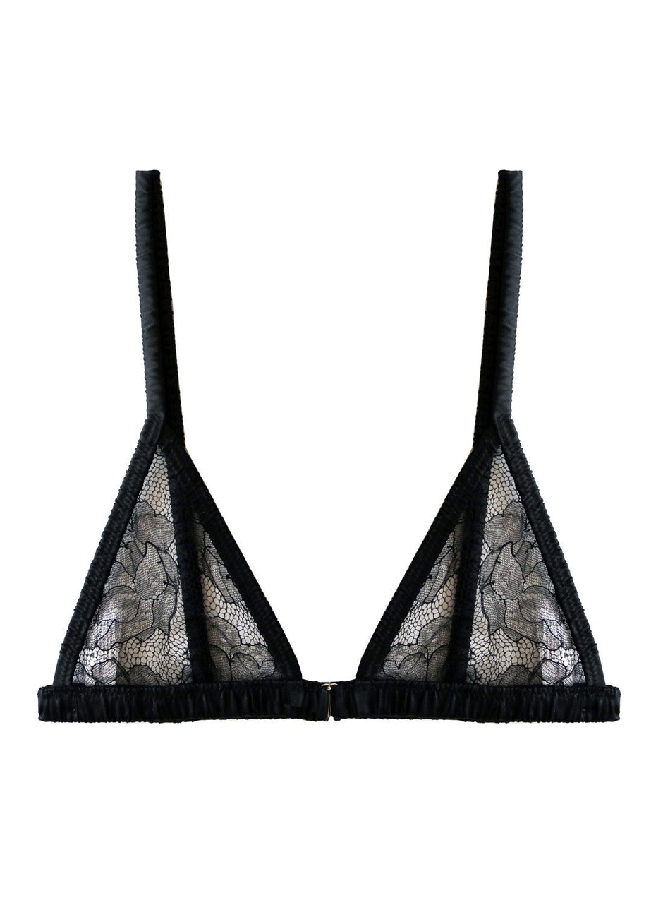 Black - Rose Lace Triangle Bra | Fleur du Mal - DEMO