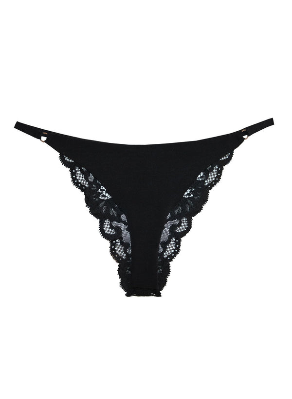 Black - Charlotte Lace Seamless String Cheeky | Fleur du Mal - DEMO