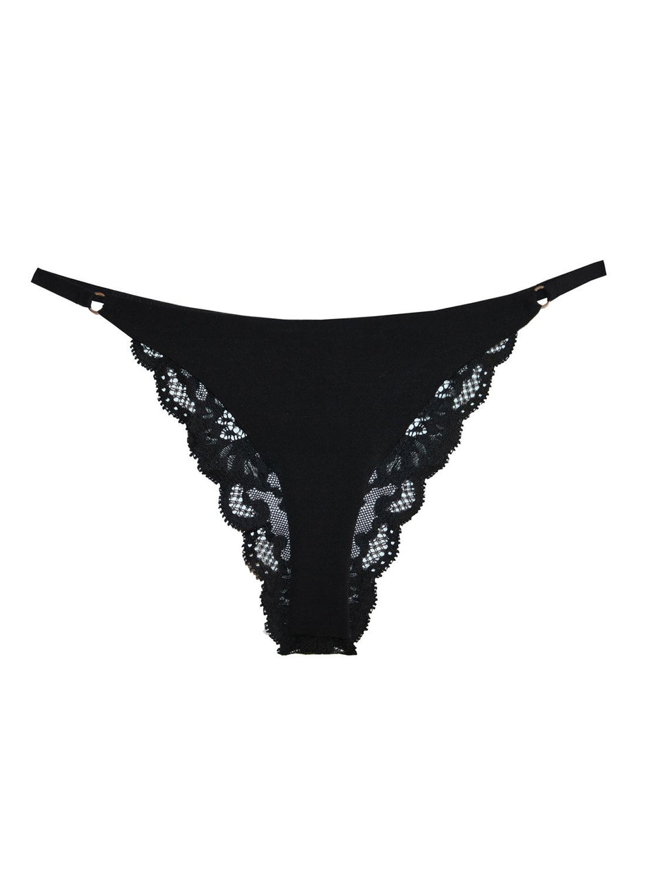 Black - Charlotte Lace Seamless String Cheeky | Fleur du Mal - DEMO