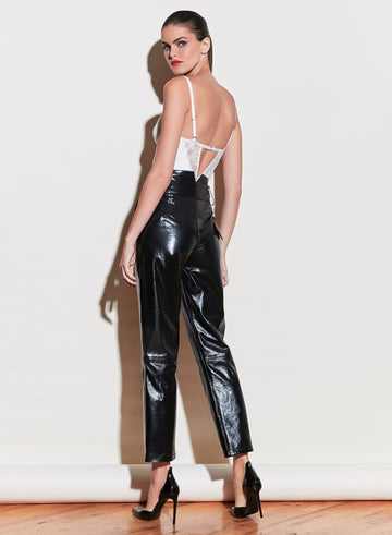 Black - Patent V-Yoke Pant | Fleur du Mal - DEMO
