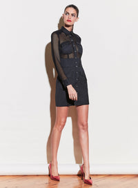 Twill & Mesh Safari Dress