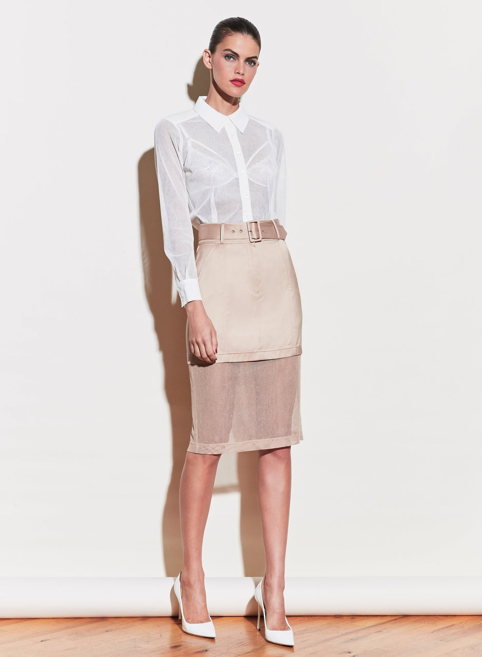 Safari - Twill &amp; Mesh Skirt | Fleur du Mal - DEMO