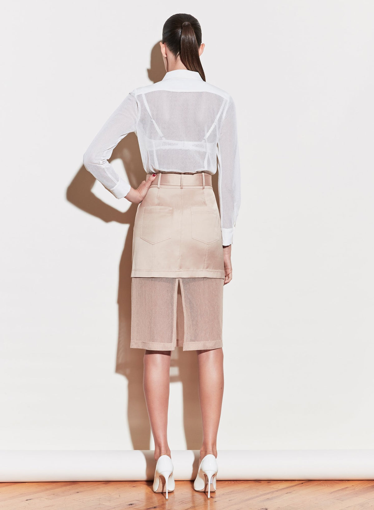 Twill & Mesh Skirt