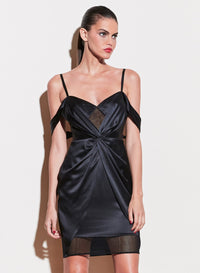 Silk & Mesh Draped Dress