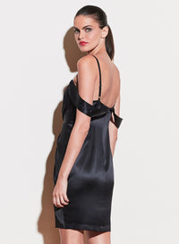 Silk & Mesh Draped Dress