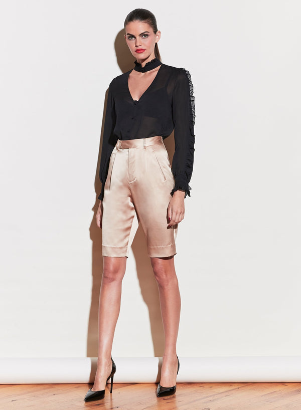Black - Ruffle Neck Blouse | Fleur du Mal - DEMO