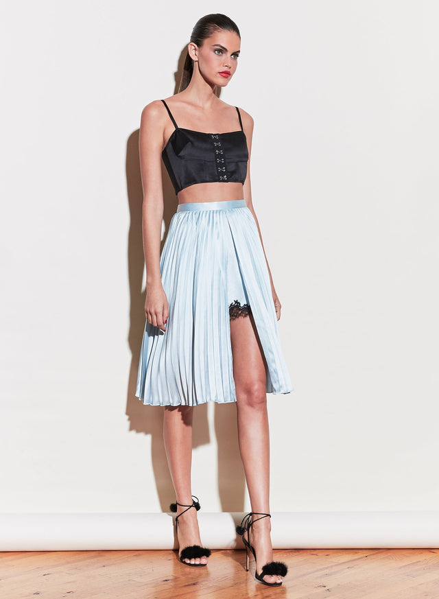 Glacier - Pleated Lace Insert Skirt | Fleur du Mal - DEMO