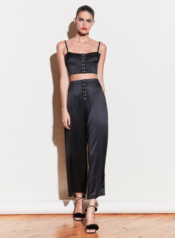 Black - Hook & Eye Corset Waist Pant | Fleur du Mal - DEMO