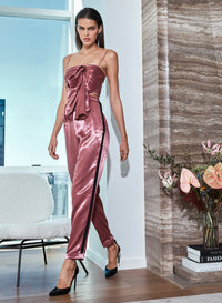 Rosewood Luster Drape Bustier Top