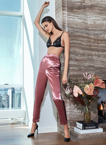 Rosewood Luster Tuxedo Pants