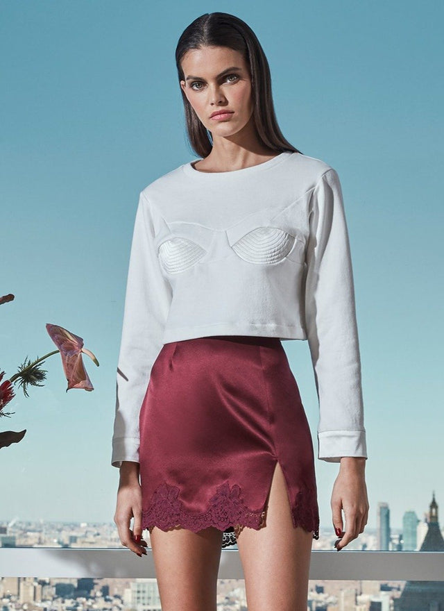 Mulberry - James Lace Slip Skirt | Fleur du Mal - DEMO