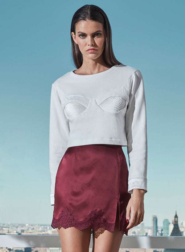 Ivory - Top Stitch Bebe Sweatshirt | Fleur du Mal - DEMO