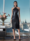Vegan Leather Dress with Bow