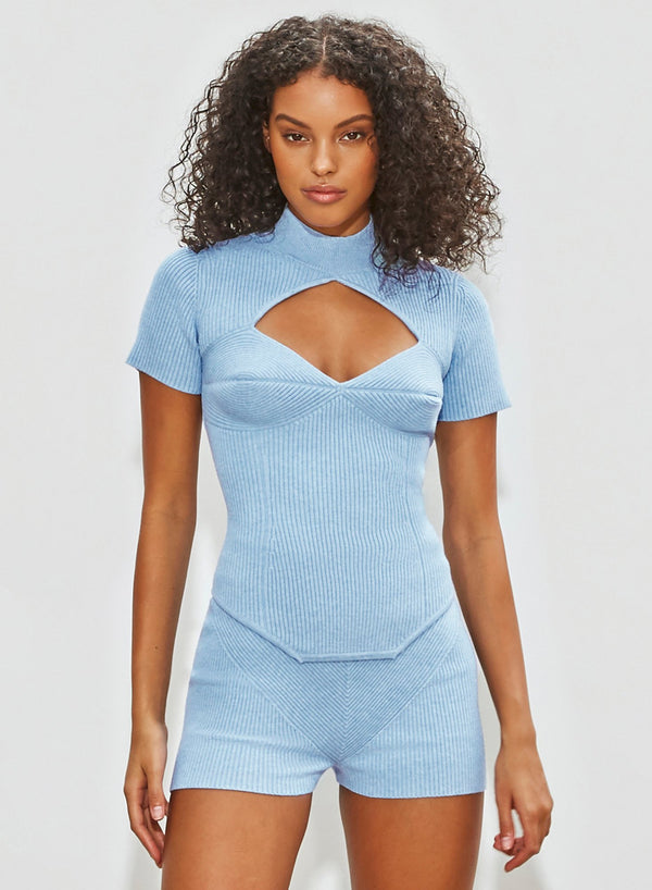Ice queen - Short Sleeve Corset Knit Top | Fleur du Mal - DEMO