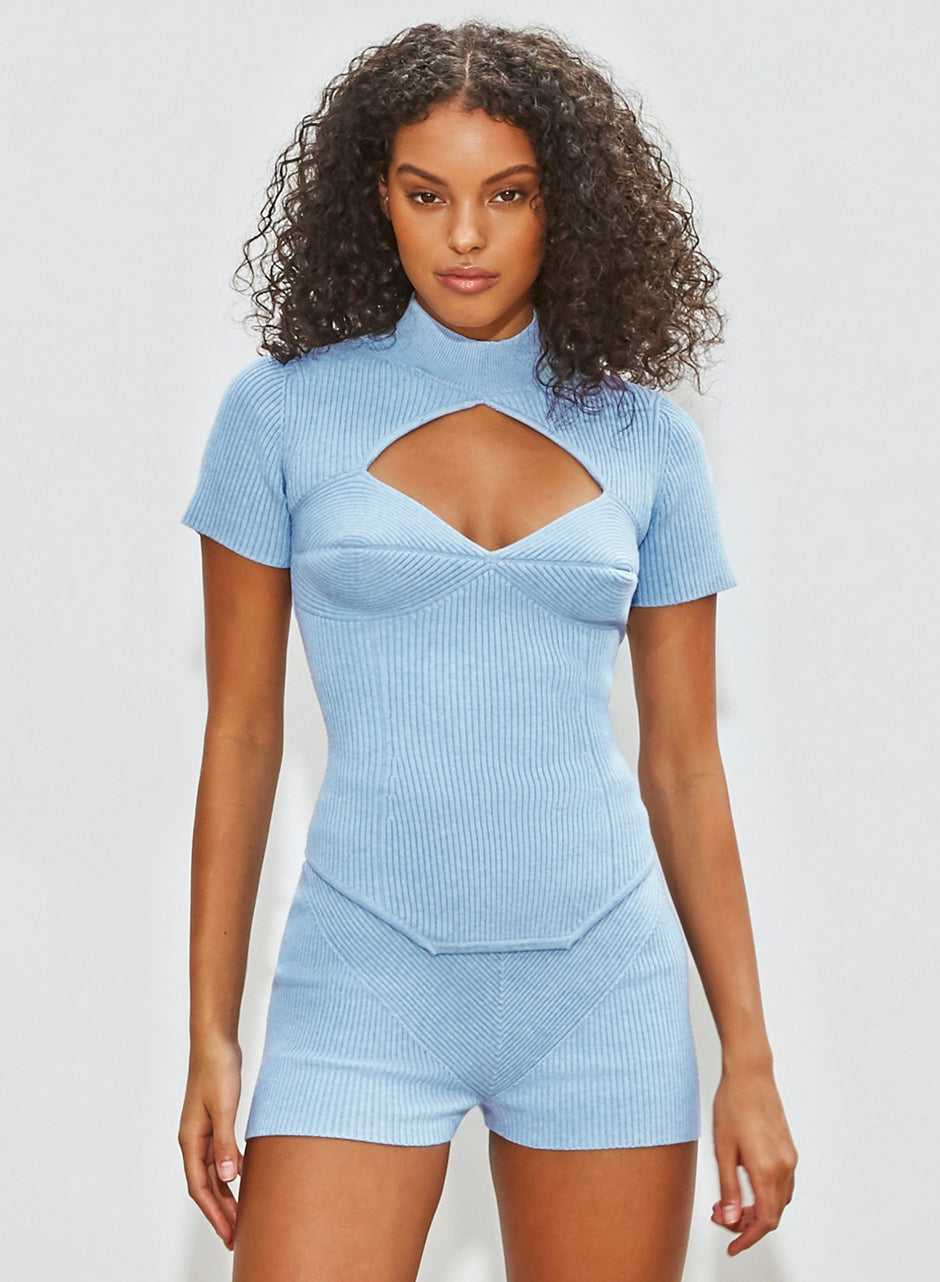 Ice queen - Short Sleeve Corset Knit Top | Fleur du Mal - DEMO