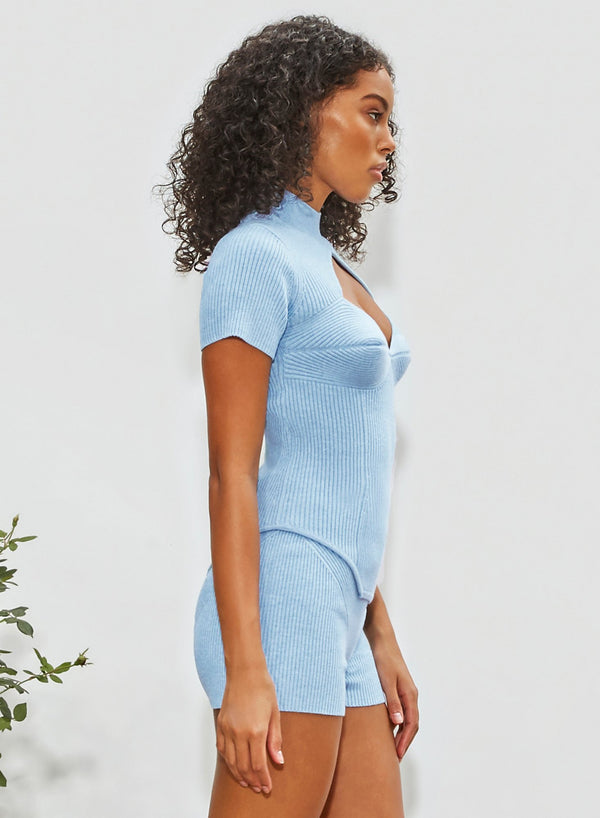 Ice queen - Short Sleeve Corset Knit Top | Fleur du Mal - DEMO