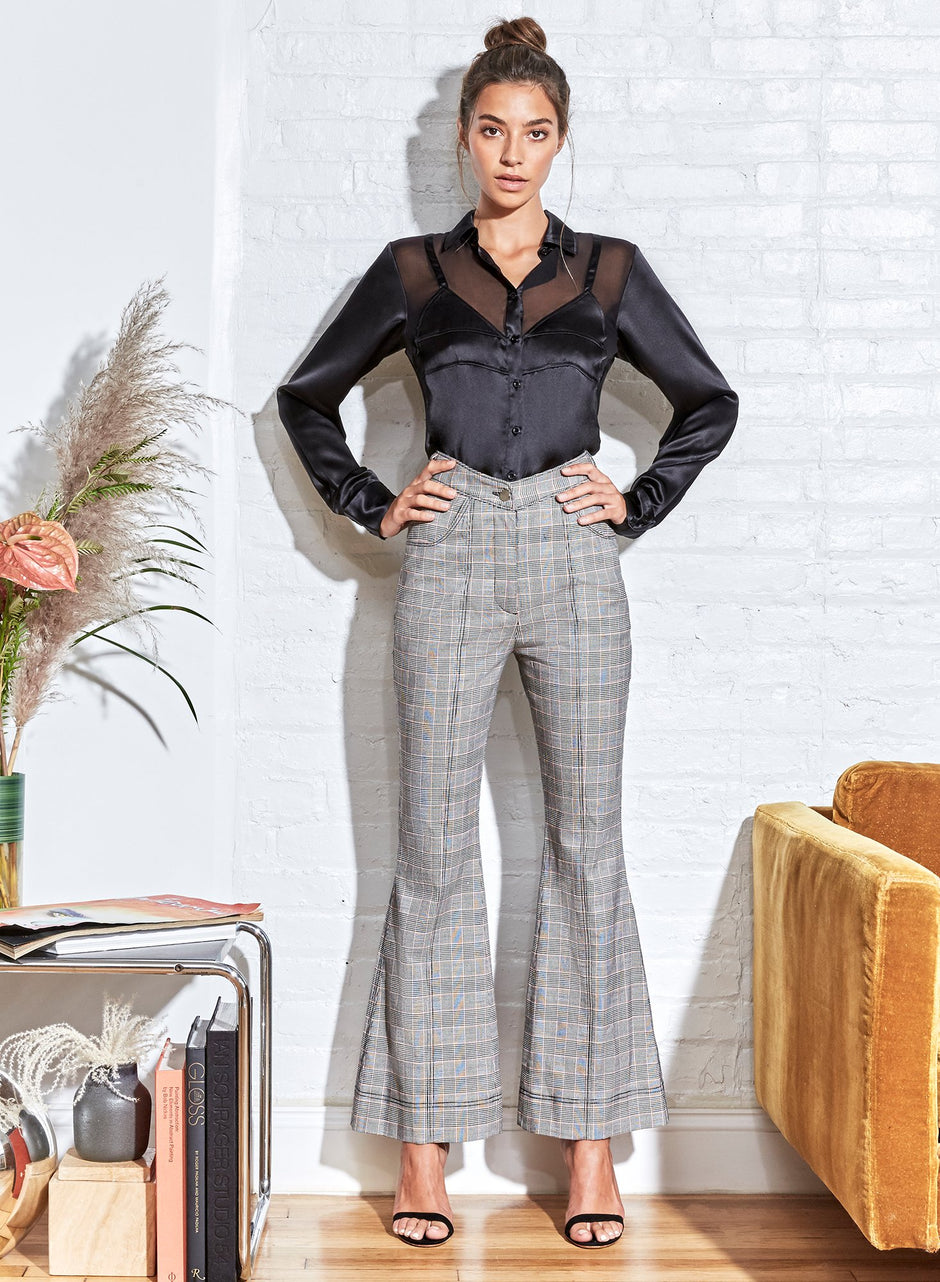 Black - Silk Bra Detail Shirt | Fleur du Mal - DEMO