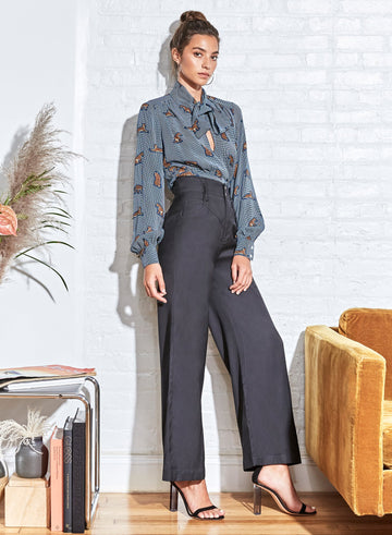 Jaguar Printed Bow Blouse