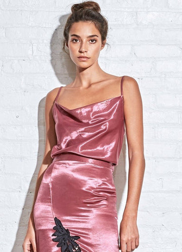 Shiny rosewood - Rosewood Luster Cowl Neck Cami | Fleur du Mal - DEMO