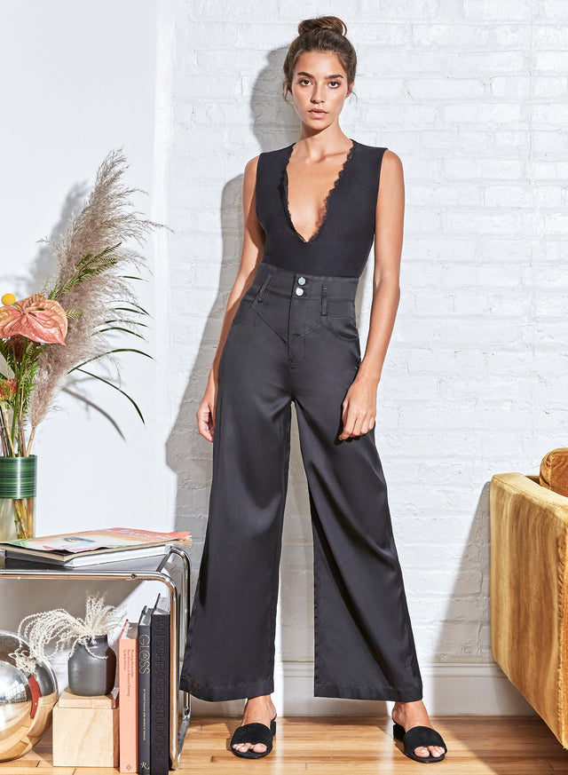Margo Lace Trim Deep V Bodysuit