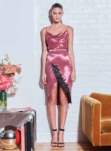 Shiny rosewood - Rosewood Luster Cowl Neck Cami | Fleur du Mal - DEMO