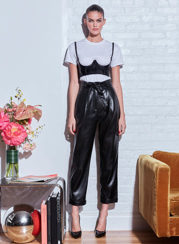 Black - Vegan Leather No Cup Bustier | Fleur du Mal - DEMO