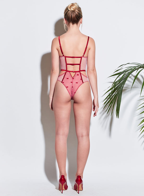 Bisou/rouge - Bow Embroidery Bodysuit | Fleur du Mal - DEMO