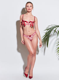 Bow Embroidery Thong