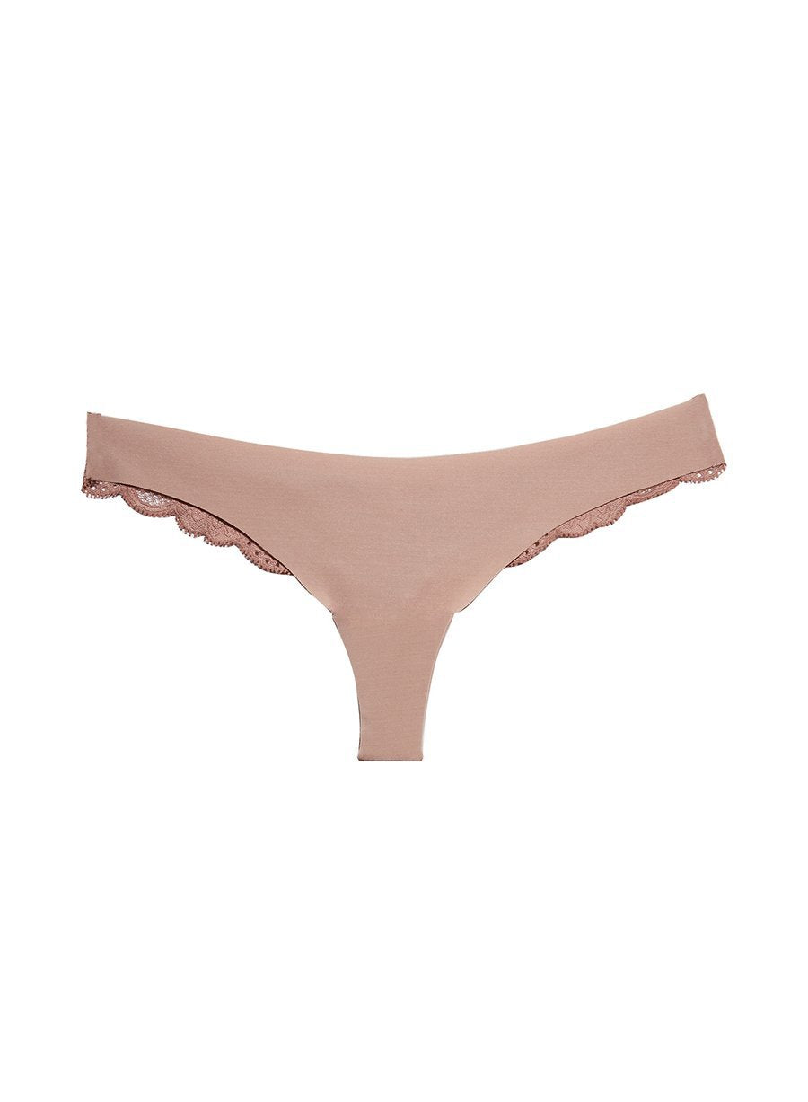 Tan - Charlotte Lace Seamless Thong | Fleur du Mal - DEMO