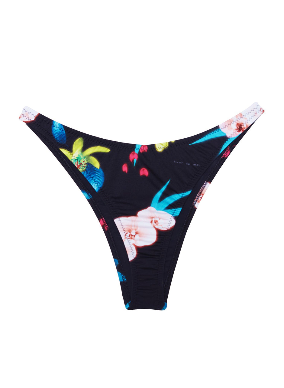 Black orchid floral - High Leg Bikini Bottom | Fleur du Mal - DEMO