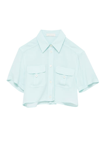 Whisper mint - Cropped Silky Work Shirt | Fleur du Mal - DEMO