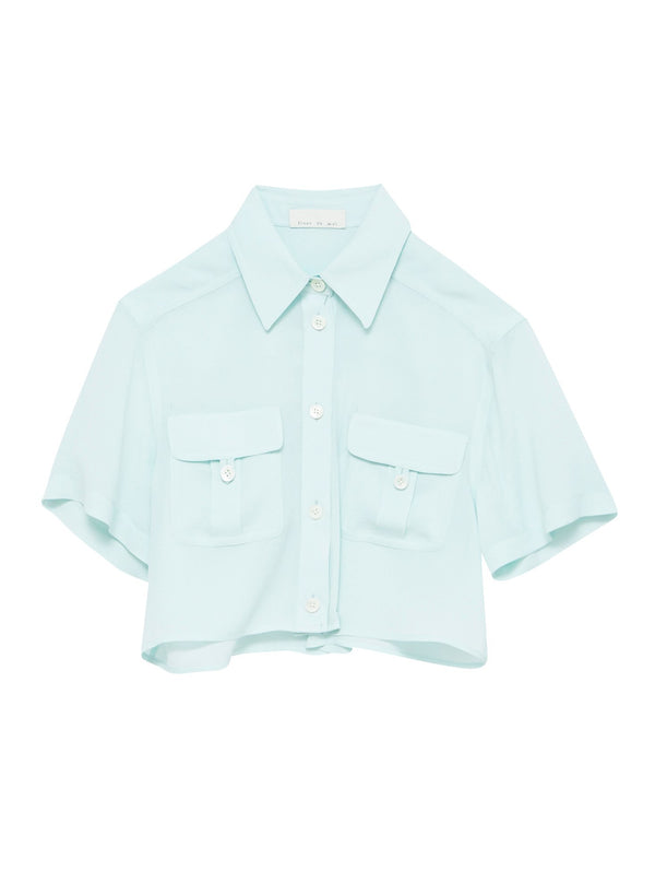 Whisper mint - Cropped Silky Work Shirt | Fleur du Mal - DEMO