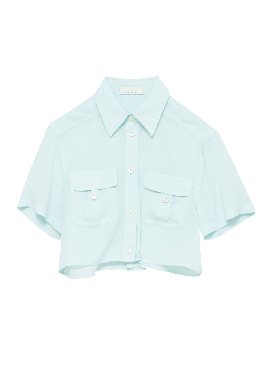 Whisper mint - Cropped Silky Work Shirt | Fleur du Mal - DEMO