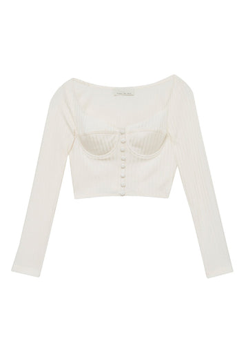 Ivory - Long Sleeve Snap Bra Top | Fleur du Mal - DEMO
