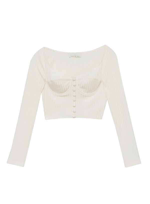 Ivory - Long Sleeve Snap Bra Top | Fleur du Mal - DEMO