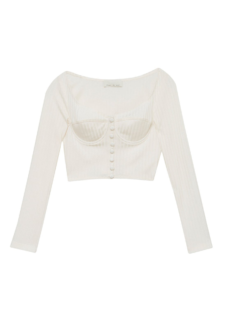 Ivory - Long Sleeve Snap Bra Top | Fleur du Mal - DEMO