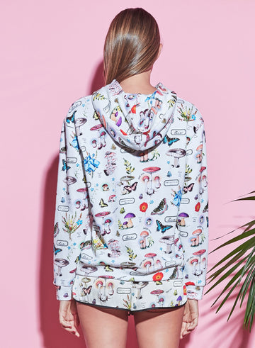 Ivory mushroom print - Mushroom Hoodie | Fleur du Mal - DEMO